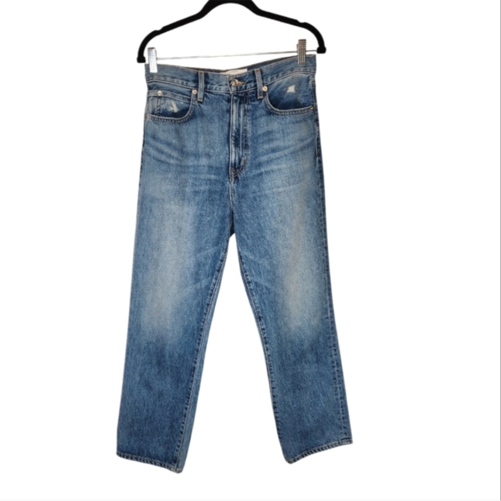 SLVRLAKE London Crop Jean Rigid Denim Blue Straight High Rise Better Days 28